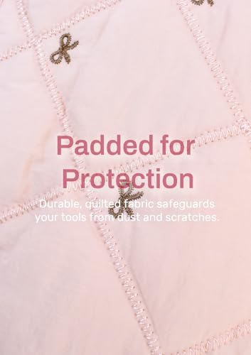 TeeYee Hair Tools Travel Bag for Dyson Airwrap Quilted Toiletry Bag - color: Pinkbow