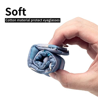Face Shadow Double Glasses Case Soft Eyeglass Case For Women Men - color: Blue Aurora