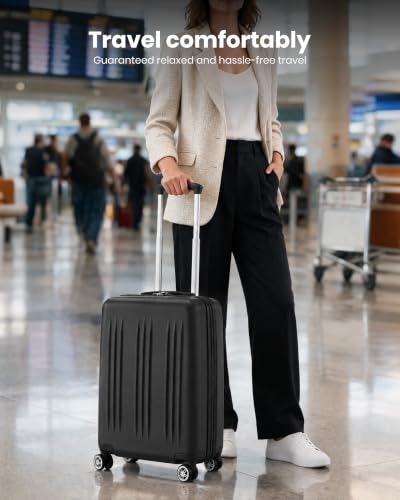 Kono Carry On Luggage 22x14x9 Airline Approved 20 Inch Expandable,Black - color: Black, size: 20"