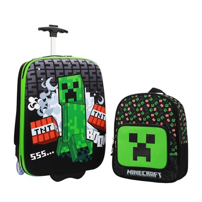 Bioworld Minecraft Creeper 2-Pack Carry On Luggage Set - color: Minecraft Creeper Green 2-Pack