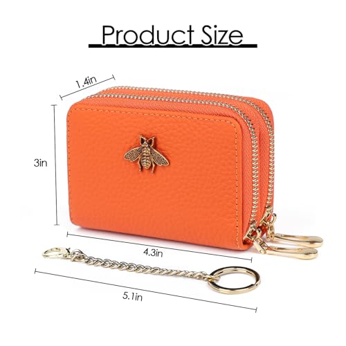 imeetu RFID Credit Card Holder, Small Card Wallet Women, Leather Card Case - color: Max - Orange, size: Max