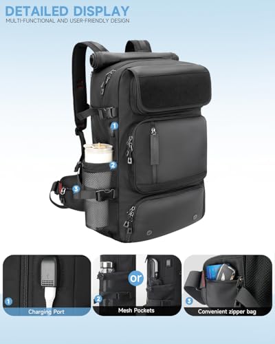 Travel Backpack for Men,60L Backpack with Shoe Compartment - color: Black(b), size: 60L