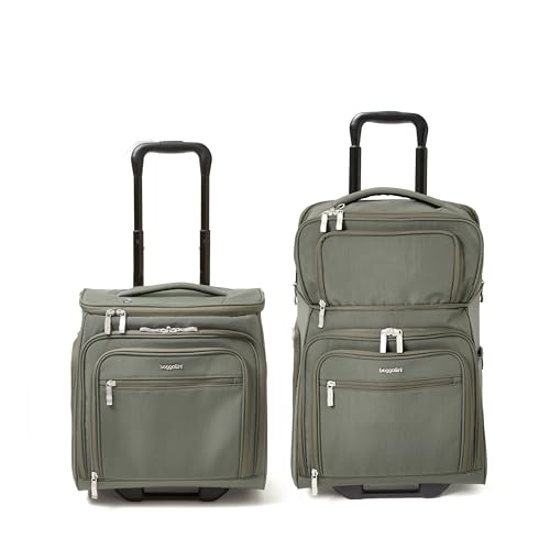 Baggallini Expandable Underseat Carry-On - Lightweight Travel Luggage Carry On Weekender with Wheels - color: Thyme