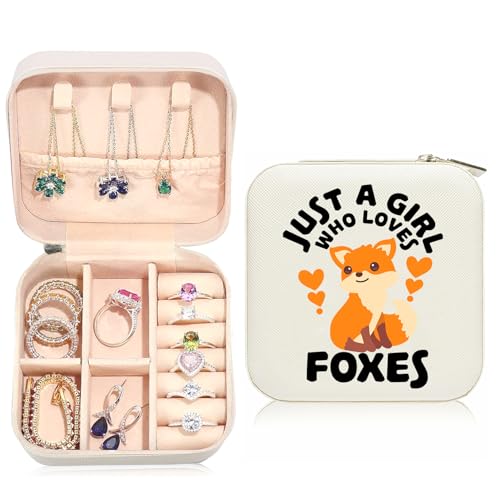 Fox Travel Jewelry Case Small PU Leather Jewelry Box Organizer - color: Fox, size: No Initial