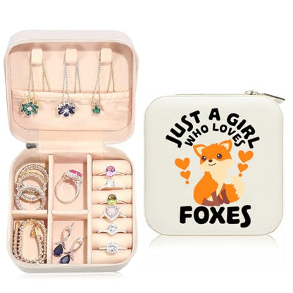 Fox Travel Jewelry Case Small PU Leather Jewelry Box Organizer - color: Fox, size: No Initial