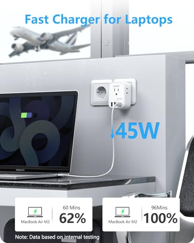 LENCENT Germany France Travel Power Adapter, PD 45W USB C Fast Charger - style: Type E/F-45W-Germany