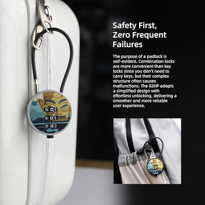 Small Combination Padlock with 5.12 Inch Steel Cable, 3 Digit Combination Lock for Locker, Luggage, Backpack, Mini Combo Padlock, Short Cable Lock with Code for Suitcase, Cabinet, Toolbox - color: Gold Mask+Gold Mask, 2-Pack
