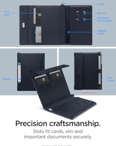 Spigen Life Passport Card Cover Holder, RFID Blocking - color: Navy Blue
