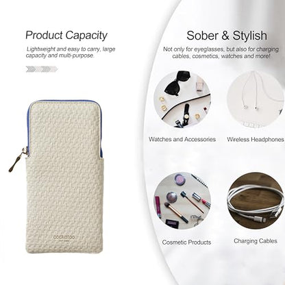 Cockatoo Portable Glasses Case, Drop-Resistant Eyewear Storage Pouch, Slim Soft Case for Sunglasses, with Cleaning Cloth - color: Tofu
