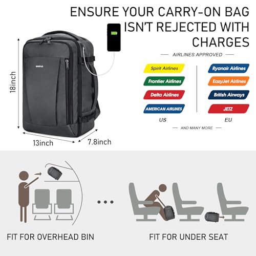 ECOHUB Travel Backpack 18x14x8 Frontier Airlines Personal Item Bag Ash Grey - color: Grey, size: 18 inch