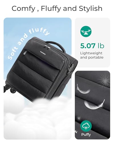 BAGSMART Softside Underseat Personal Item Suitcase with Wheels, Black - color: Black, size: 16-inch