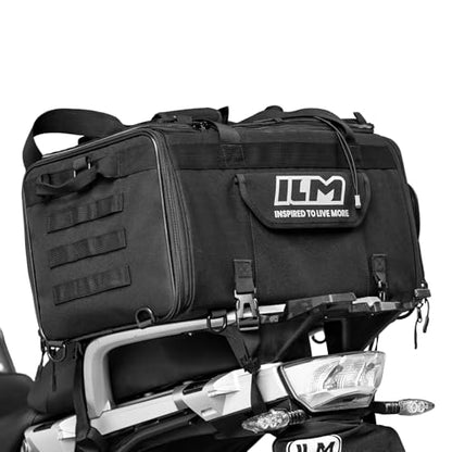 ILM Motorcycle Tail Bag 50-70L Expandable, Rain Cover Included Model BL02