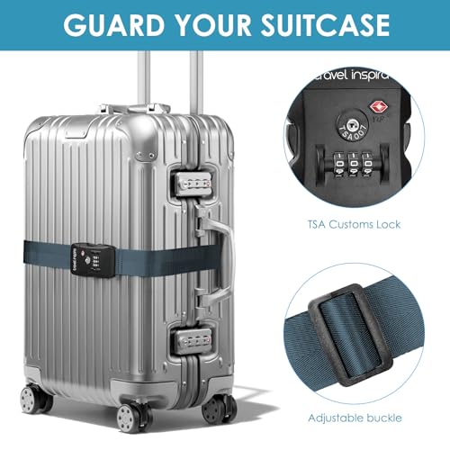 Travel Inspira Heavy Duty Luggage Straps with TSA Lock Navy Blue - color: Navy Blue