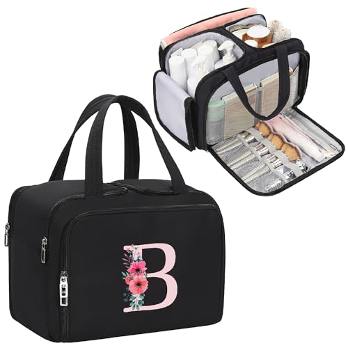 Initial Makeup Bag, Large Cosmetic Bag for Bridesmaid Proposal Gifts, B - style: B