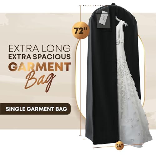 Your Bags Wedding Dress Garment Bag, 72", 20" Gusset, Black - color: Black