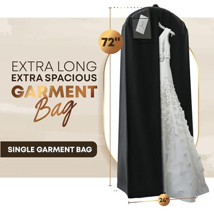 Your Bags Wedding Dress Garment Bag, 72", 20" Gusset, Black - color: Black