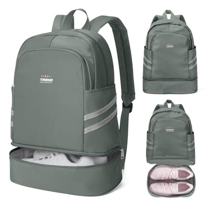 coofay Gym Backpack For Women, Gym Bag with Shoe Compartment - color: A-olive Green, size: Small