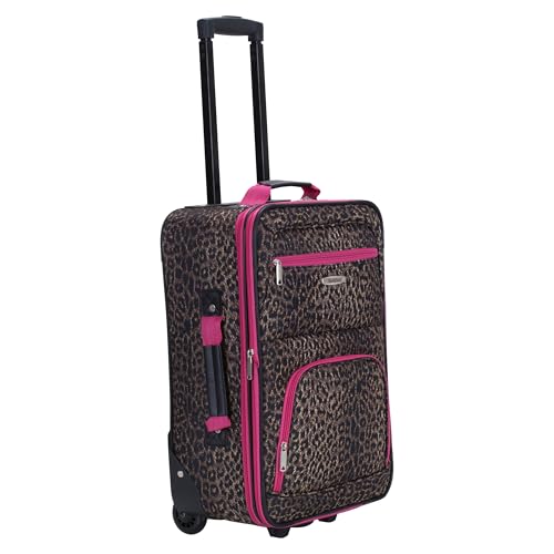 Rockland Fashion Softside 2 Piece Luggage Set, Expandable, (14" Tote/19" Upright), Pink Leopard - color: Pink Leopard, size: 2 Piece (19"/14" Tote)