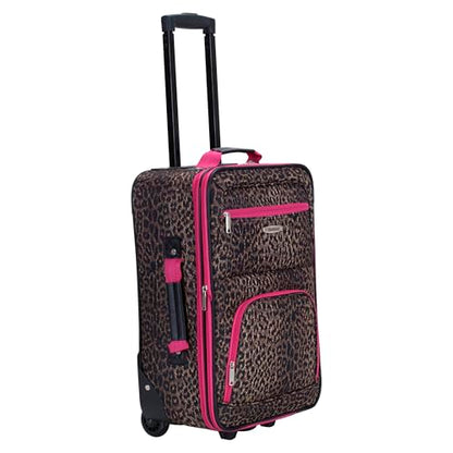 Rockland Fashion Softside 2 Piece Luggage Set, Expandable, (14" Tote/19" Upright), Pink Leopard - color: Pink Leopard, size: 2 Piece (19"/14" Tote)