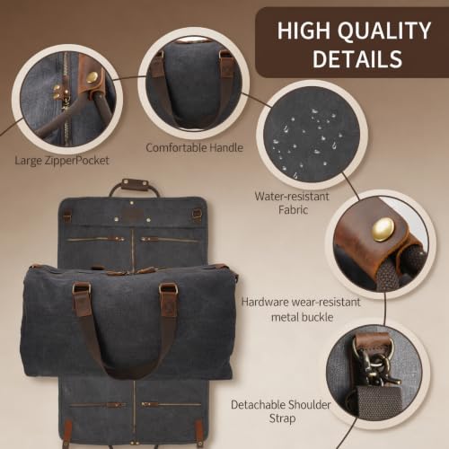 2 In 1 Convertible Garment Bag, Carry On Suit Duffle Bag For Men & Women - color: Gray