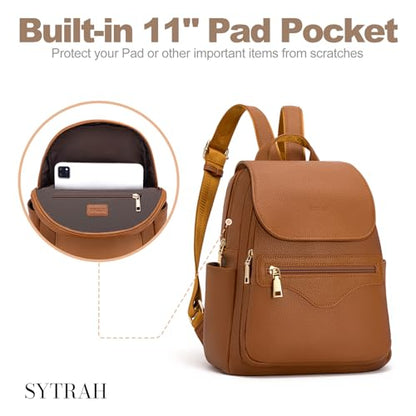 SYTRAH Mini Backpack Purse for Women, Small Travel Casual Daypack Brown - color: Brown