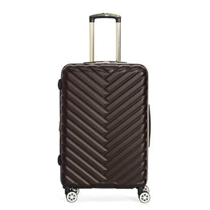 Kenneth Cole REACTION Madison Square Lightweight Hardside Chevron Expandable Spinner Luggage, Chocolate Brown, 24-Inch Checked - color: Chocolate Brown, size: 24-Inch Checked