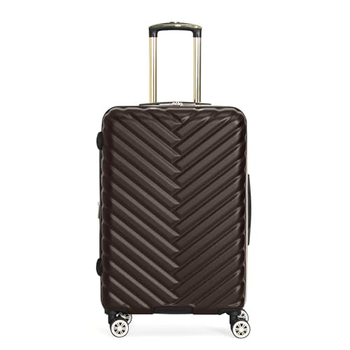 Kenneth Cole REACTION Madison Square Lightweight Hardside Chevron Expandable Spinner Luggage, Chocolate Brown, 24-Inch Checked - color: Chocolate Brown, size: 24-Inch Checked