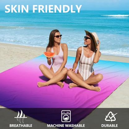AISPARKY Beach Blanket Waterproof Sandproof,Extra Large,Picnic Blankets - color: Gradient - Blue Purple, size: 10' x 9'
