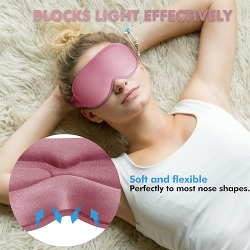 Sleep Mask for Men and Women, 3D Blackout Eye Mask for Side Sleepers, Rose - color: Rose