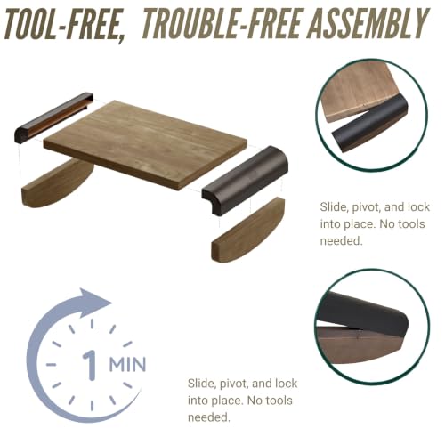 Tiel Ergonomic Wooden Foot Rest for Under Desk – Angled Leg Elevation Stool for Posture & Back Support on Hardwood & Carpet