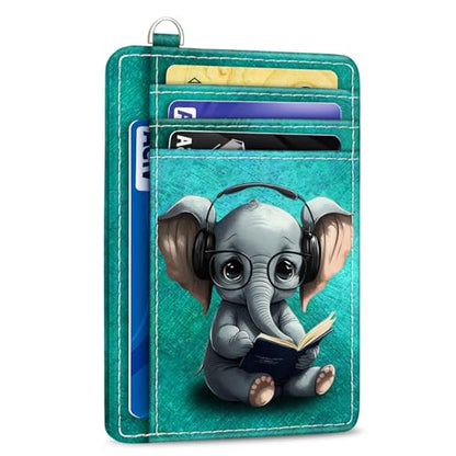 Yonlevres Elephant Credit Card Holder Slim RFID Wallet Women Small Cute - color: Elephant