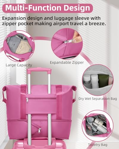 LARVENDER Expandable Carry on Luggage 20inch Suitcase with Wheels, Berry - color: Berry, size: 3 Piece Set (20/DB/TB)