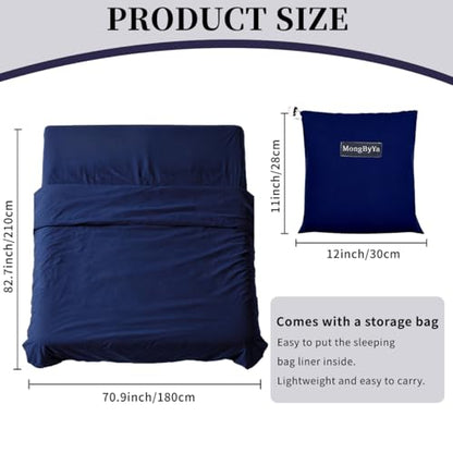 Sleeping Bag Liner, Compact Travel Sheets for Hotel Hostel - color: Navy Blue, size: 82.7" X 70.9"