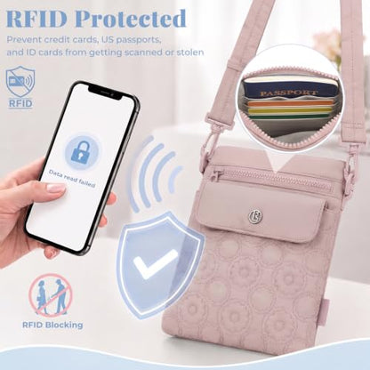 Crossbody Bags for Women, Puffer Shoulder Cell Phone Purse - color: B02-pink