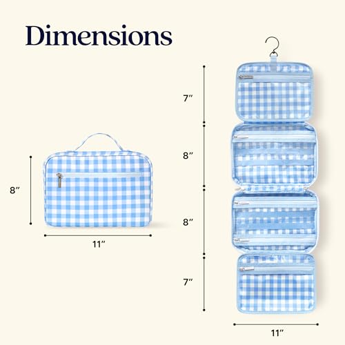 VANDEL Waterproof Hanging Toiletry Bag [TSA-Approved] Cosmet Travel Bag - color: Blue Gingham