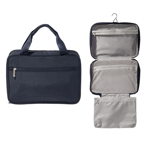 Baggallini Large Hanging Travel Toiletry Kit - Lightweight 8x11 Inch Makeup Bag - color: French Navy