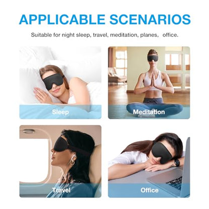 LYSIAN 3D Blackout Sleep Mask for Side Sleepers, 5 Pairs Ear Plugs, Black - color: Black