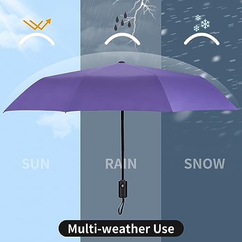 Yoobure Windproof Automatic Travel Umbrella, Compact Folding UV Sun & Rain - color: Auto-Purple