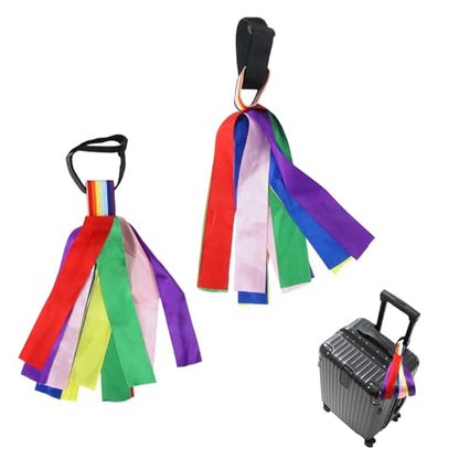 2 PCS Vibrant Luggage Identifiers Tag Ribbons with Secure Knot Straps
