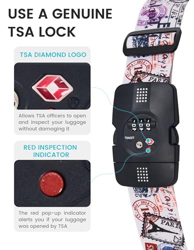Travelkin Luggage Straps TSA Approved, Suitcase Straps with TSA Lock - color: Journey