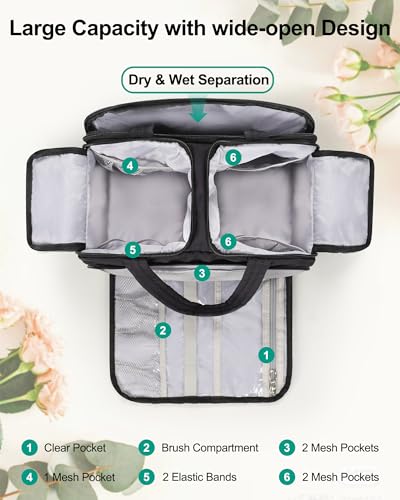 Travel Initial Makeup Bag for Women, Personalized Toiletries Organizer, H - style: H