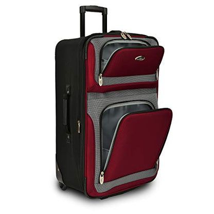 U.S. Traveler New Yorker Lightweight Expandable Rolling Luggage, Red/Gray, 4-Piece Set - color: Red, size: 4-Piece Set (15/21/25/29)