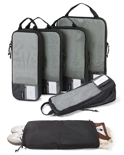 BAGSMART Compression Packing Cubes for Travel Essentials - color: Black, size: Set of 6
