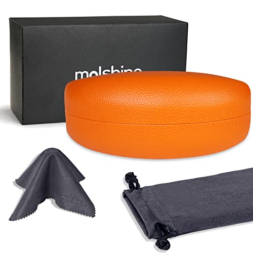 molshine Hard Shell Sunglasses Case,Classic Large Glasses Case for Sunglass,Eyeglasses with Cleaning Cloth,Pouch - color: Orange