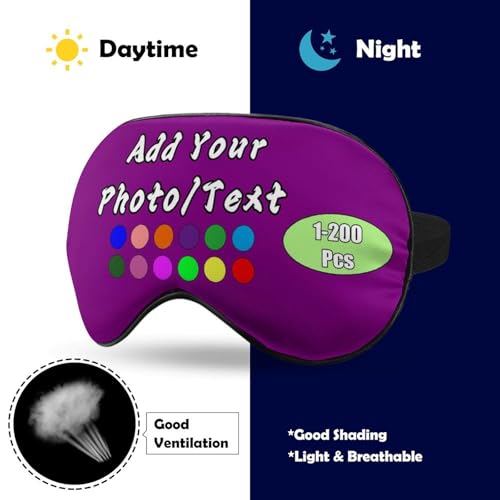 Personalized Eye Mask 1-200 Pcs Custom Eye Cover for Men&Women Customized Eyeshade with Adjustable Strap for Sleeping Travel Work Naps, MediumPurple - color: Mediumpurple