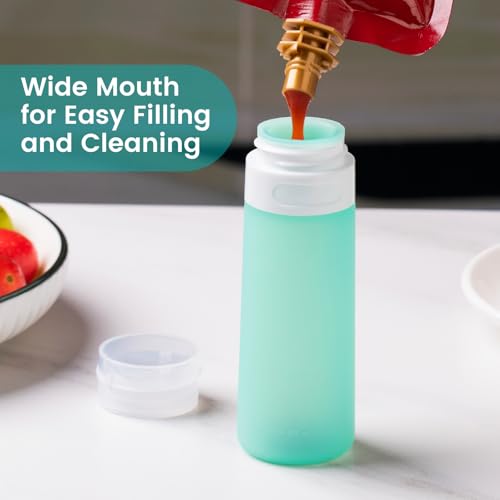 MICEBAY 3 oz Condiment Squeeze Bottles, Leakproof Salad Dressing Container - color: Mint, size: 3 OZ