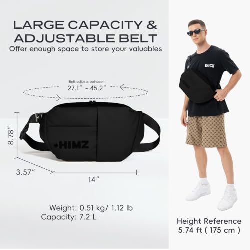 Sling Bag Men Crossbody Fanny Pack Multi-pocket, Black - color: Advanced Black