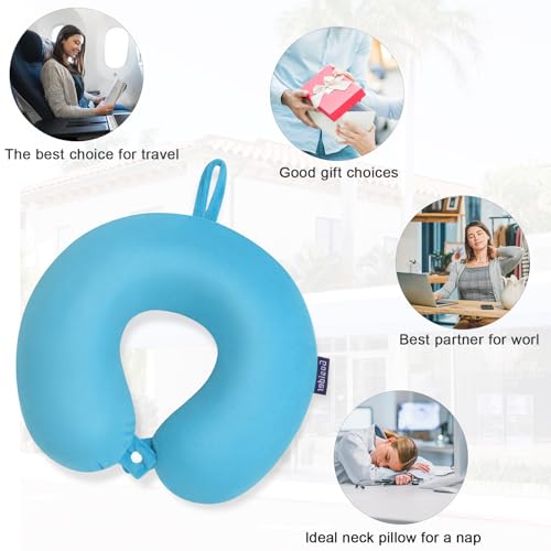 Travel Pillow, Memory Foam Airplane Pillow, Lake Blue - color: Lake Blue