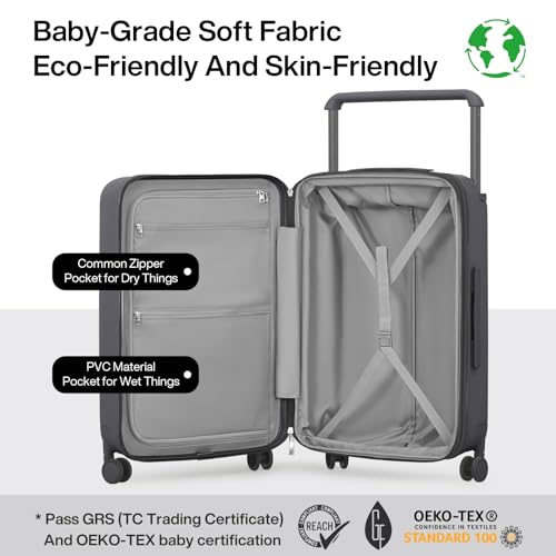 mixi Large Capacity Expandable Luggage Suitcases With Spinner Wheels,Upgrade Wide Handle PC Hardshell Rolling Travel Suitcase with TSA Lock, Checked-Medium 24-Inch, Rock Gray - color: Rock Gray, size: 24-inch Expandable