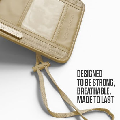 VENTURE 4TH Travel Neck Wallet, RFID Blocking Passport Holder - Sleek Beige - color: Sleek Beige